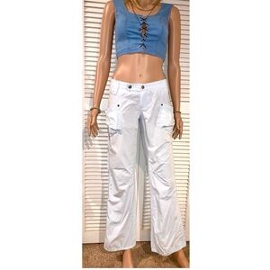 Vintage baby blue low rise cargo boot cut pants Wet Seal women’s size 3